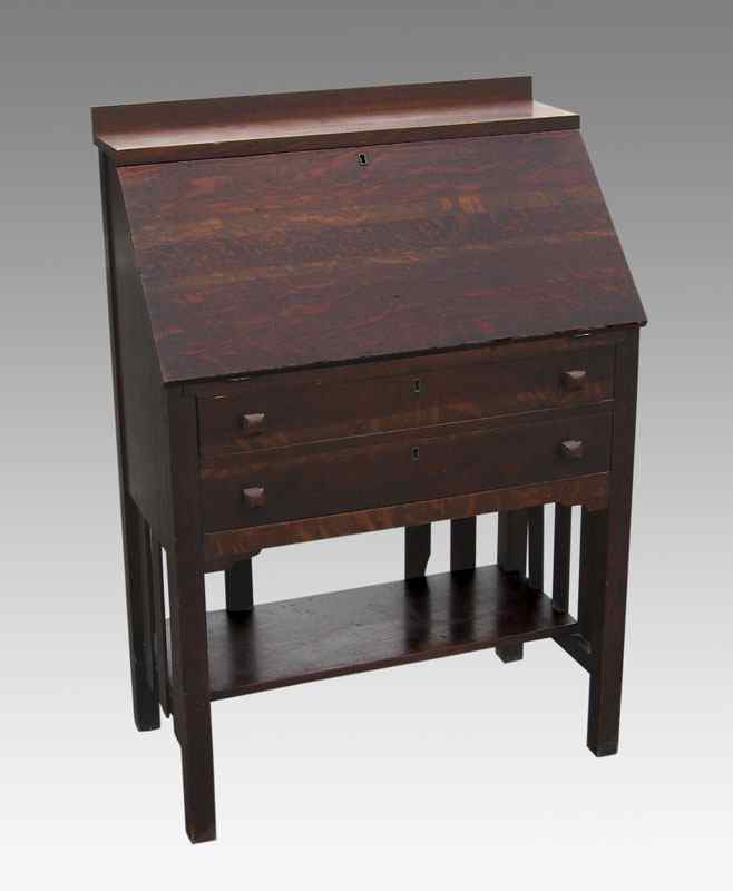 Appraisal: ARTS AND CRAFTS DROP FRONT SECRETARY DESK Slant front open