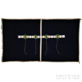 Appraisal: Cheyenne Blue Trade Cloth Blanket with Beaded Hide Blanket Strip