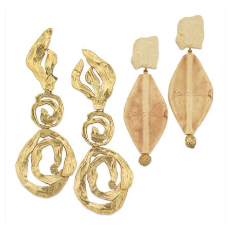 Appraisal: Two Pairs of Yves Saint Laurent Dangling Earrings Estimate -