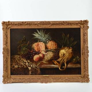 Appraisal: Robert Colls fl Still life with pineapple and ewer oil