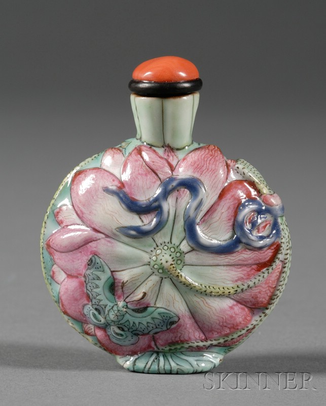 Appraisal: Porcelain Snuff Bottle China th century molding in the form