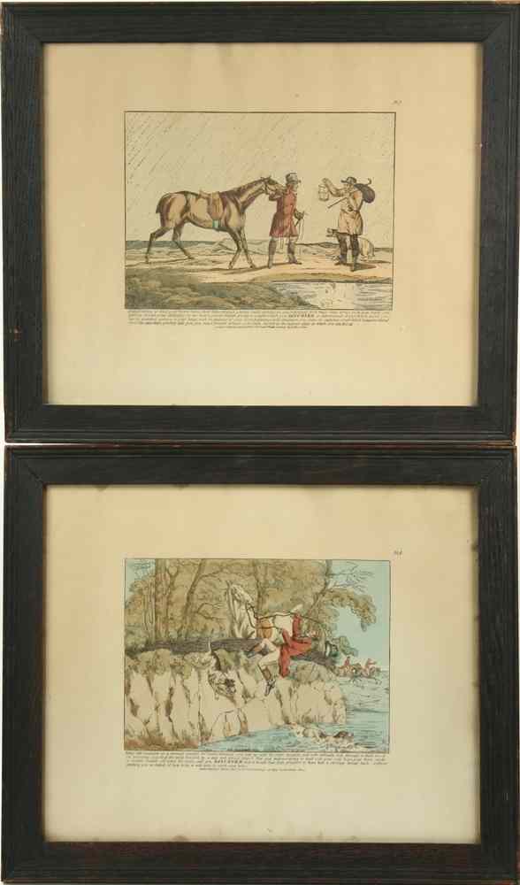 Appraisal: BRITISH HUNTING PRINTS - Handcolored Lithos by Fuller or Alken