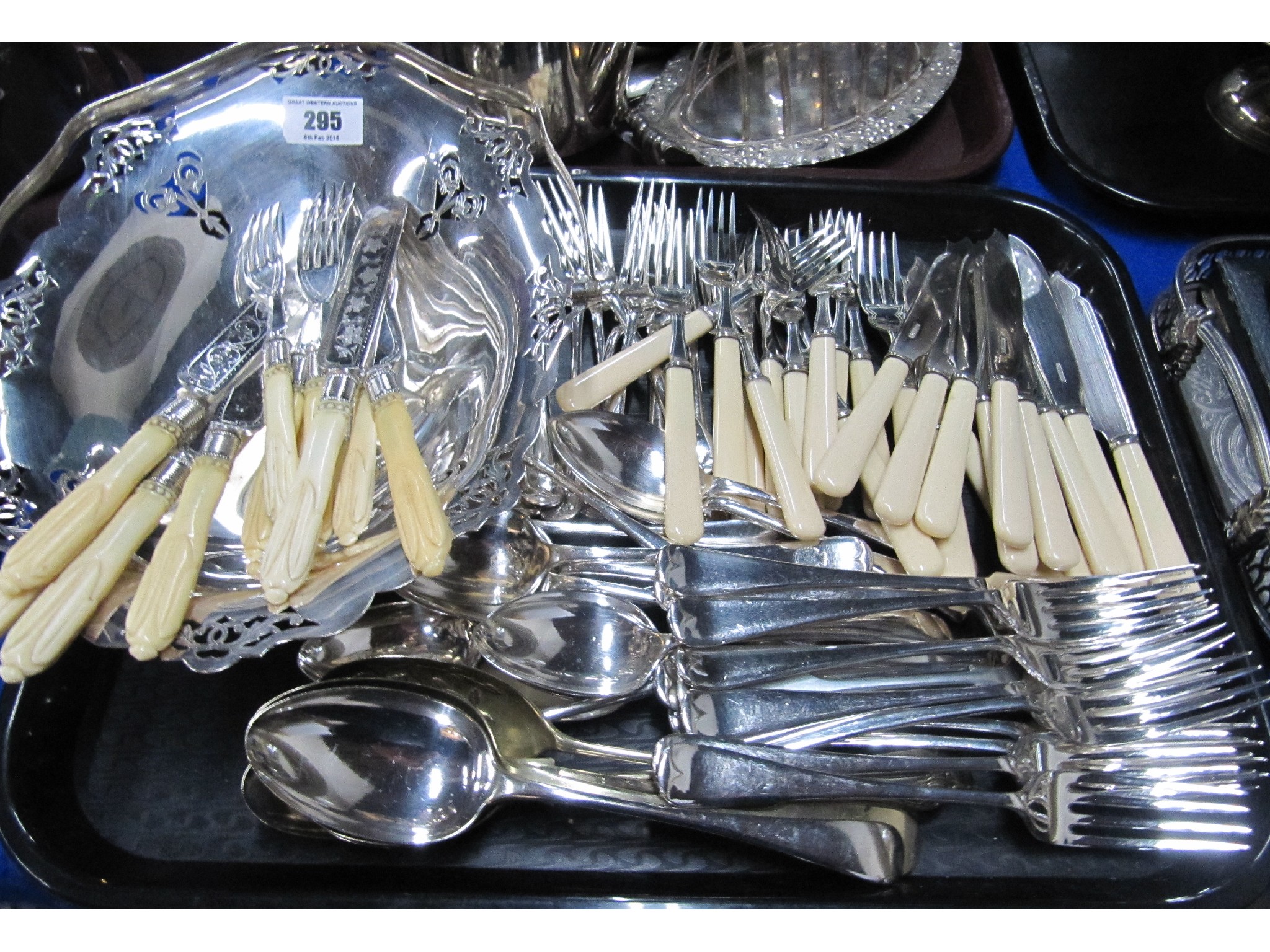 Appraisal: A tray lot of EP - swing handled basket and