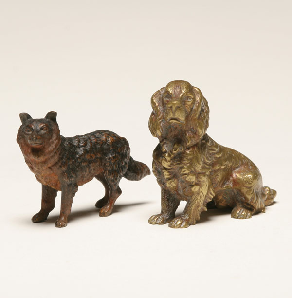 Appraisal: Vienna bronze cold painted collie and brass spaniel H Good