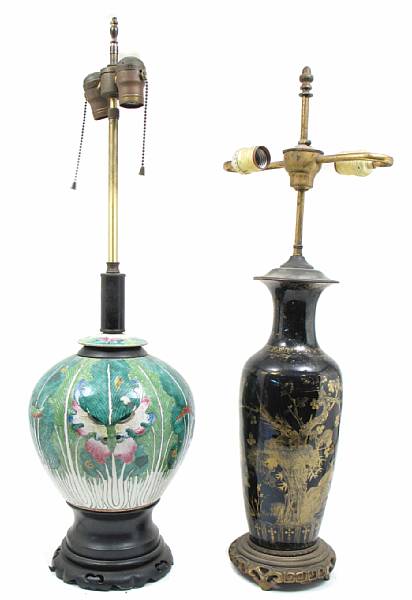 Appraisal: A group of two Chinese table lamps height of largest