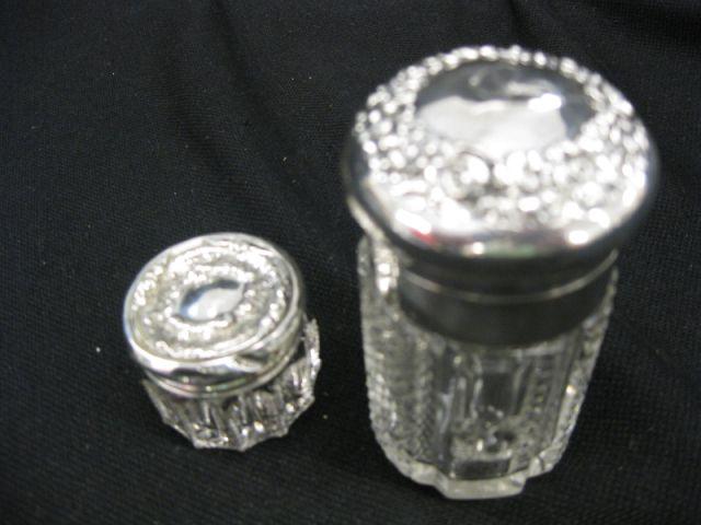 Appraisal: Sterling Crystal Dresser Jars rouge and powder some flaws