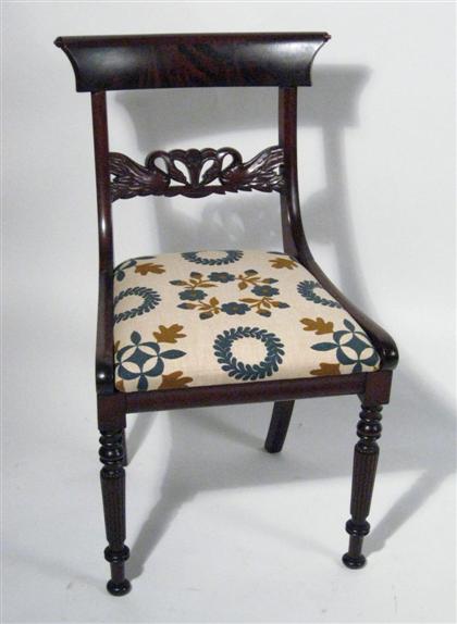 Appraisal: Classical mahogany side chair early th century With tablet crest