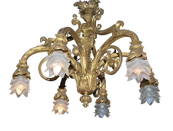 Appraisal: A TH CENTURY FRENH GILT BRONZE CHANDELIER the baluster leaf