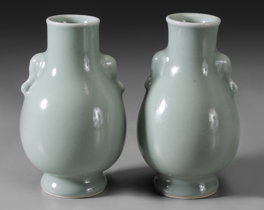 Appraisal: Pair Miniature Chinese Porcelain Vases Qing dynasty six-character Yongzheng reign