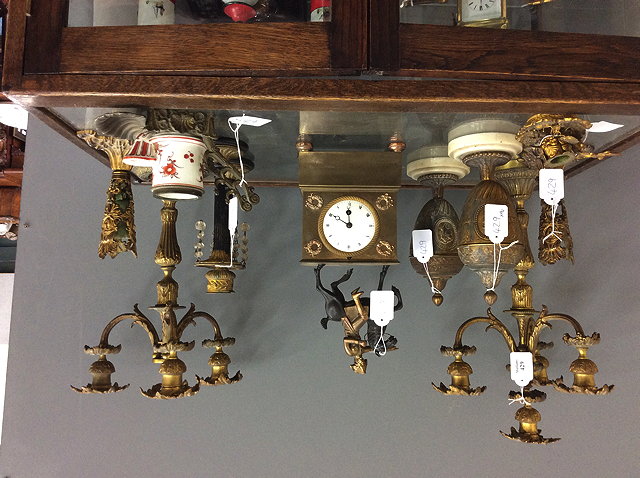 Appraisal: A PAIR OF TH CENTURY ORMOLU FOUR BRANCH CANDELABRA of