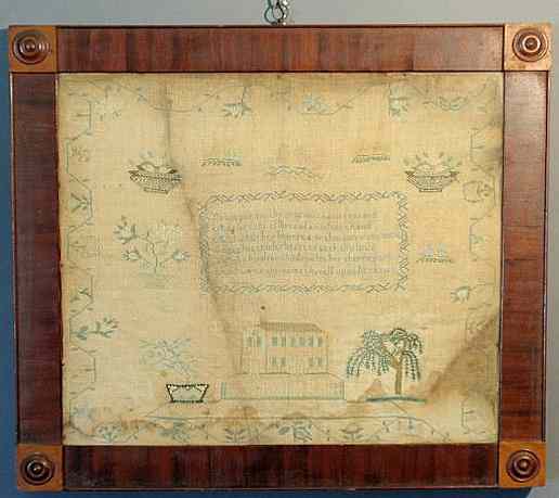 Appraisal: American probably Chester County PA silk on linen sampler dated