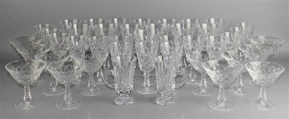 Appraisal: WATERFORD KINSALE PATTERN PART STEMWARE stenciled marks including water goblets