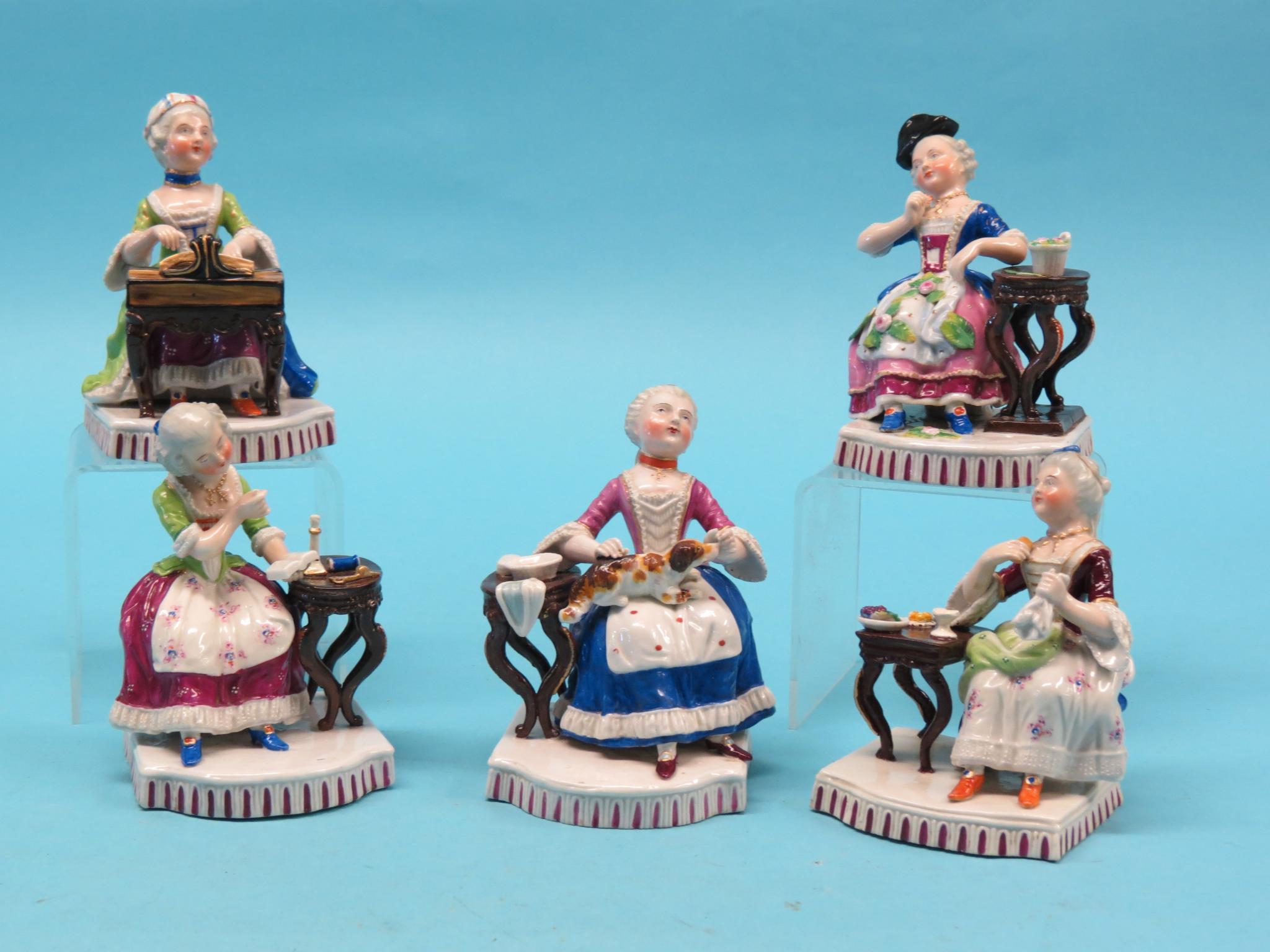 Appraisal: A set of five th century German porcelain figures The