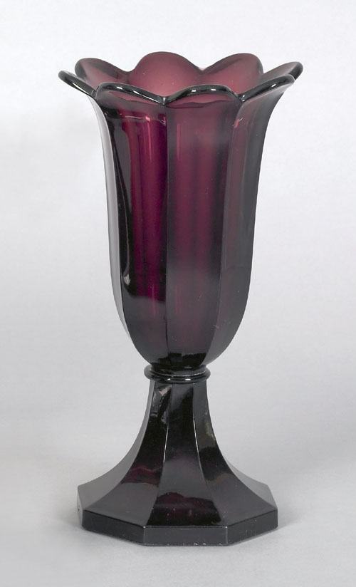 Appraisal: Sandwich Glass paneled tulip vase mid th c in a