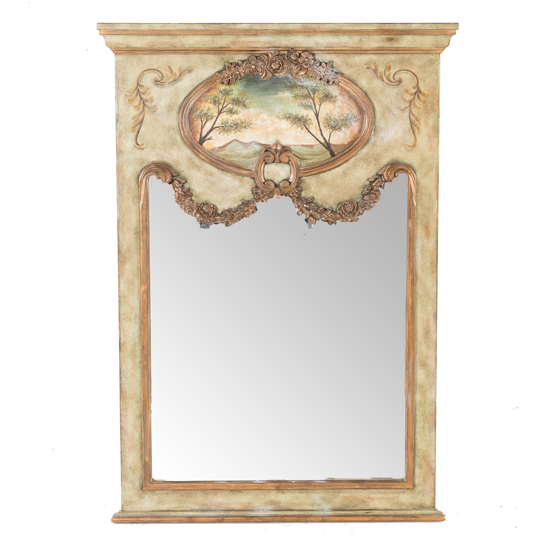 Appraisal: Louis XVI style painted trumeau th century flat molded edge