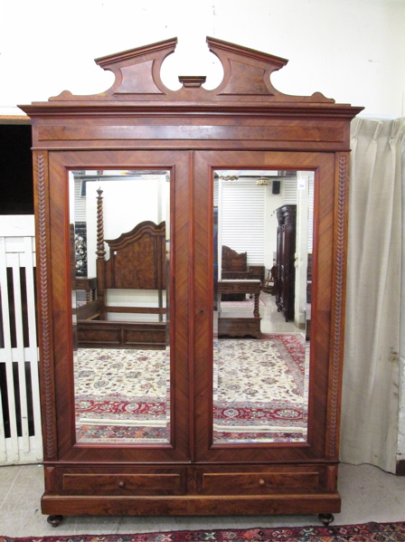 Appraisal: LOUIS XVI STYLE BURL WALNUT ARMOIRE Continental late th century