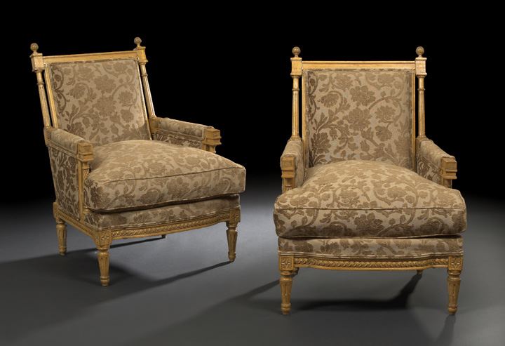 Appraisal: Pair of Napoleon III Fruitwood Bergeres third quarter th century