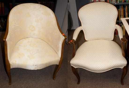 Appraisal: Louis XV style walnut fauteuil and a mahogany Bank of