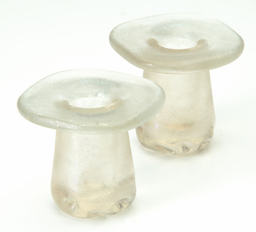 Appraisal: CARLO SCARPA VENINI Pair of iridized glass low candlesticks with