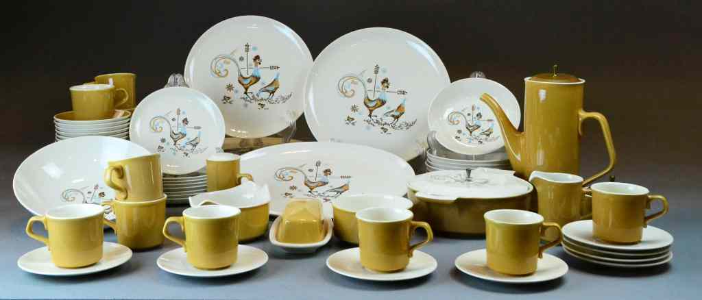 Appraisal: Colorcraft Dinnerware by Taylor-Smith PotteryRooster and hen design to include