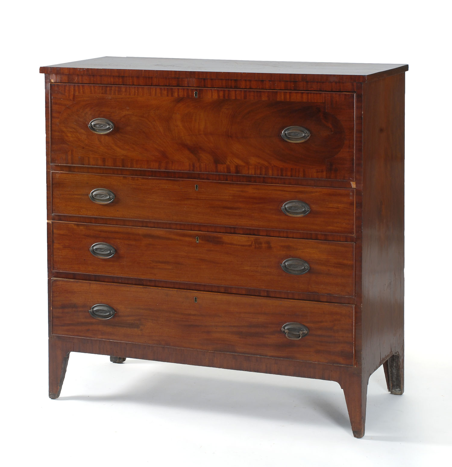 Appraisal: CIRCA AMERICAN FEDERAL CHEST OF DRAWERS in cherry with mahogany-faced