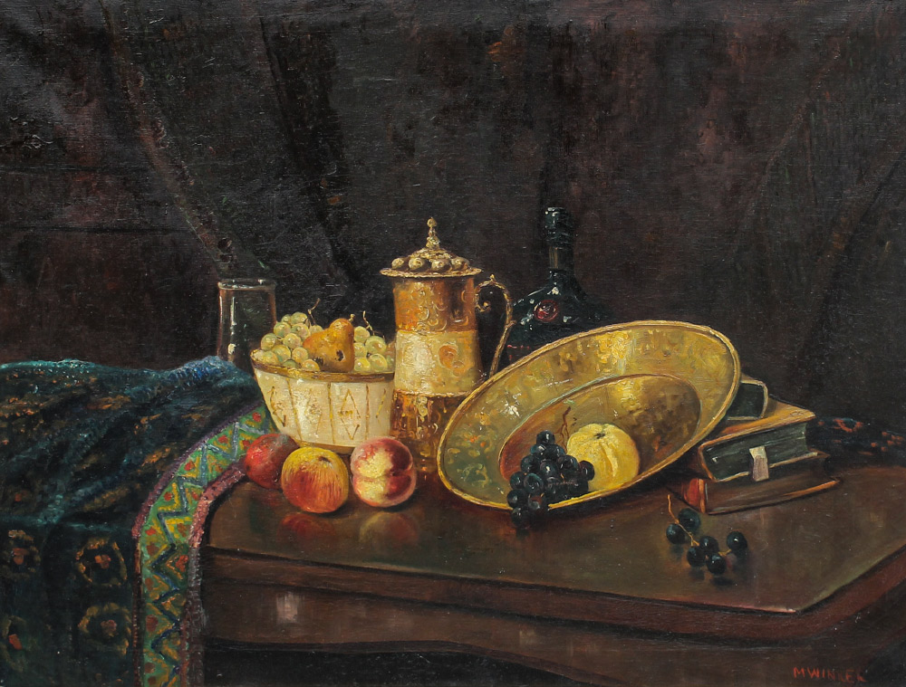 Appraisal: WINKER Mathilde German American - ''Still Life with Table Tray