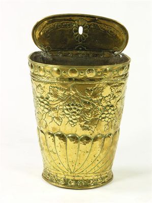 Appraisal: A Dutch embossed brass grape hod carrier in cm h