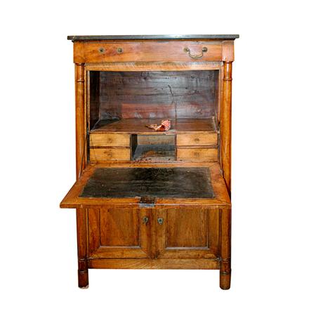 Appraisal: Continental Marble Top Fruitwood Secretaire a Abattant Estimate nbsp nbsp