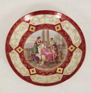 Appraisal: SIGNED ROYAL VIENNA STYLE CHARGER HANDPAINTED HAVING WOMEN ATTENDED BY