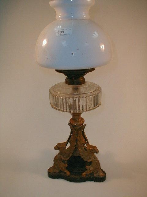 Appraisal: A Victorian cast iron and gilt metal oil lamp the