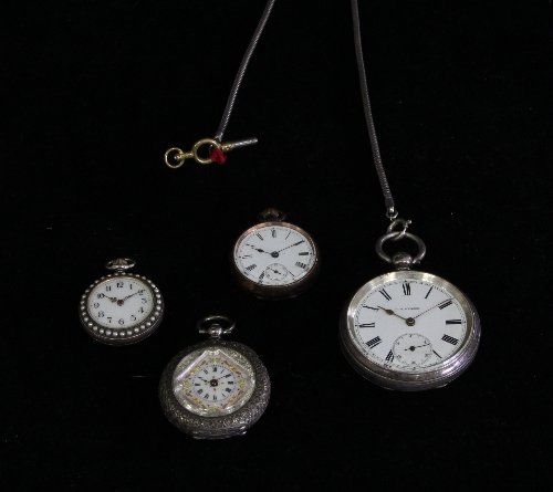 Appraisal: Four silver and steel watches by Benson and other makers