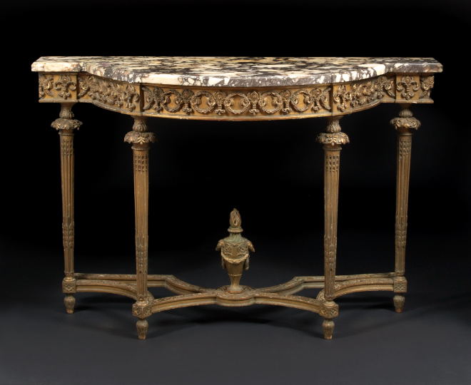 Appraisal: Louis XVI-Style Giltwood and Marble-Top Console Table late th century