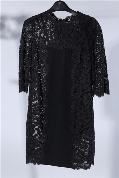 Appraisal: Dolce Gabbana black lace dress with front panel good condition