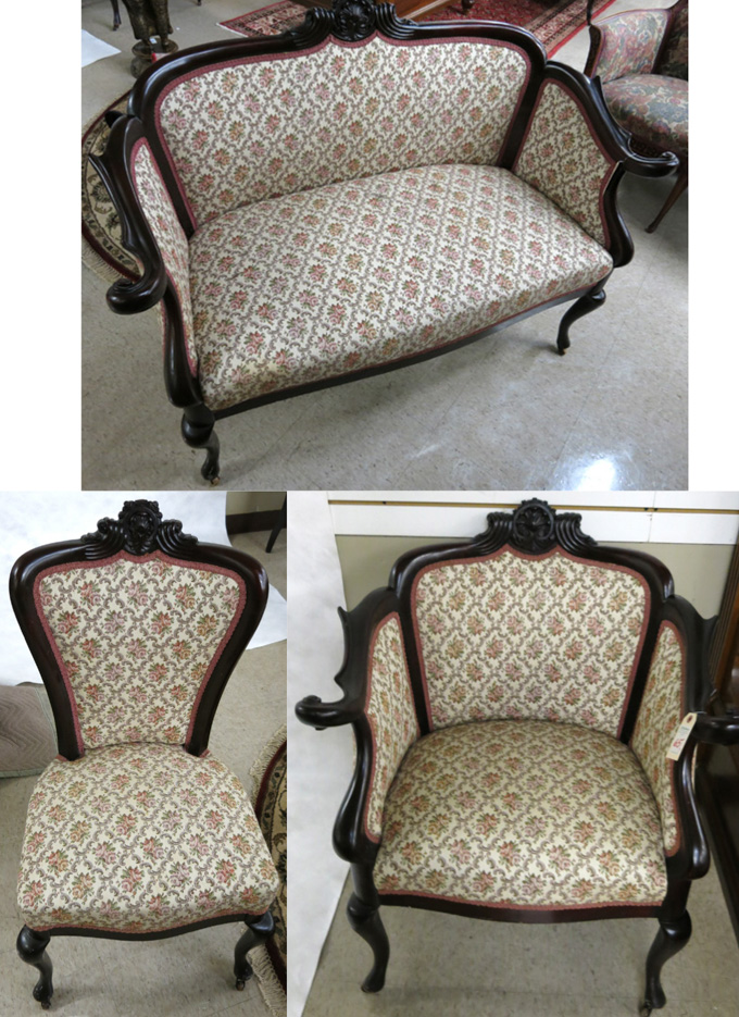 Appraisal: LATE VICTORIAN THREE-PIECE PARLOR SET Louis XV substyle American c