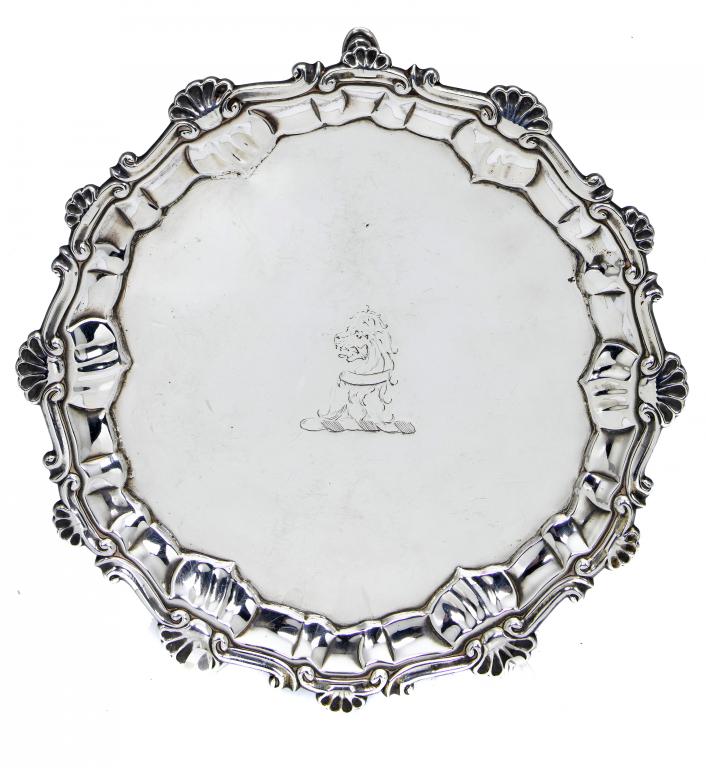 Appraisal: A GEORGE III WAITER with moulded border and rim of