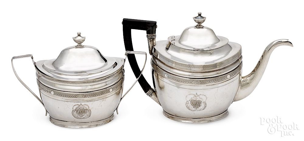 Appraisal: New York coin silver teapot and sugar Exclusive on Bidsquare