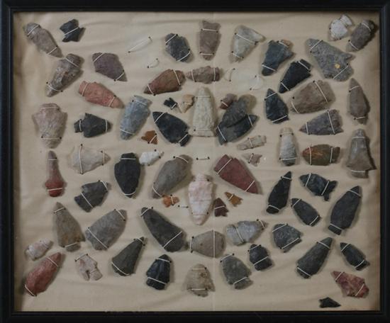 Appraisal: MOUNTED COLLECTION OF NATIVE AMERICAN ARROWHEADS Approximately of various sizes