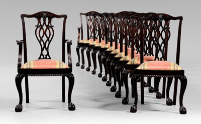 Appraisal: Twelve Chippendale style chairs assembled set comprised of sets of