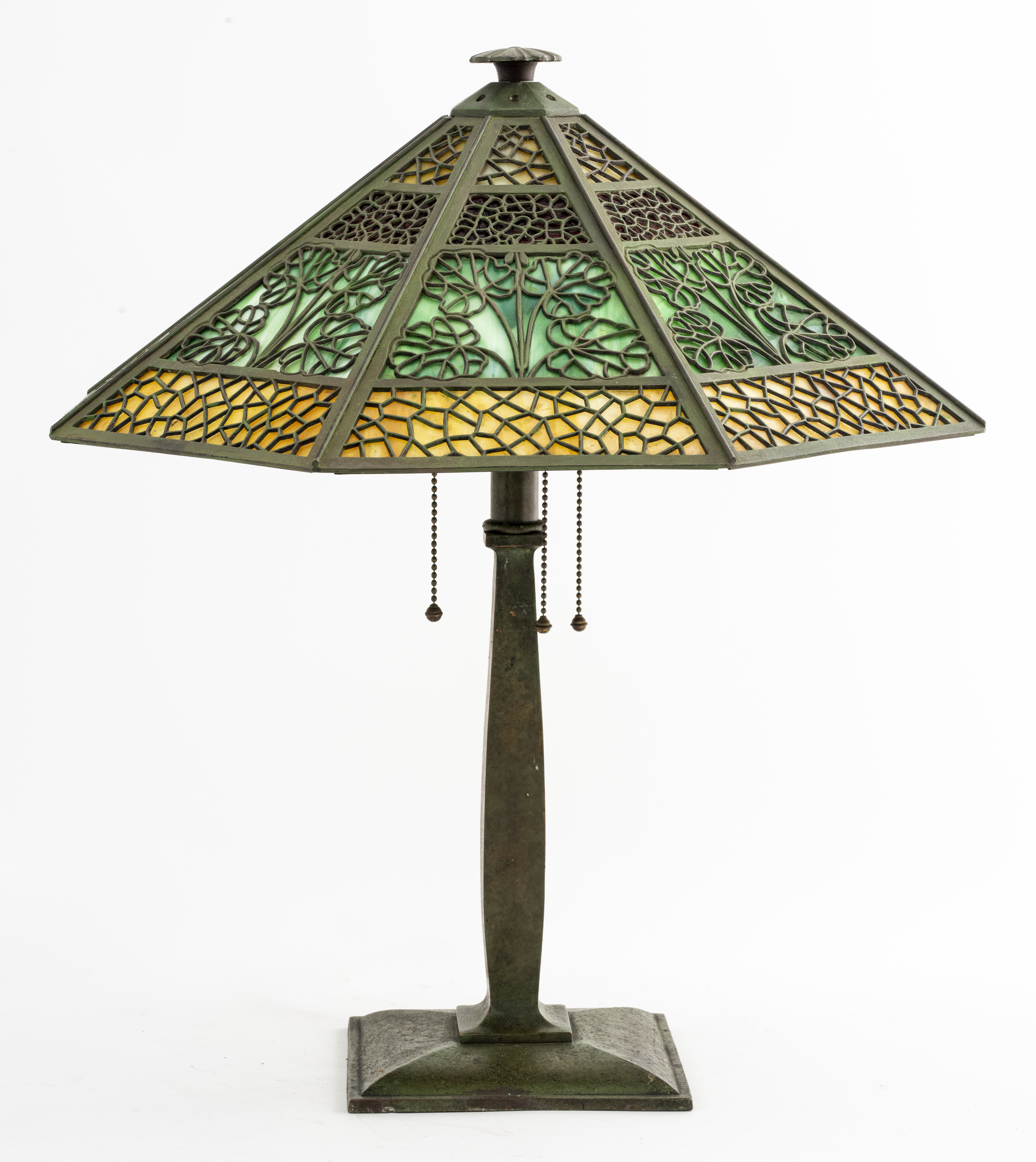 Appraisal: BRADLEY HUBBARD SLAG GLASS TABLE LAMP Bradley Hubbard Manufacturing Co