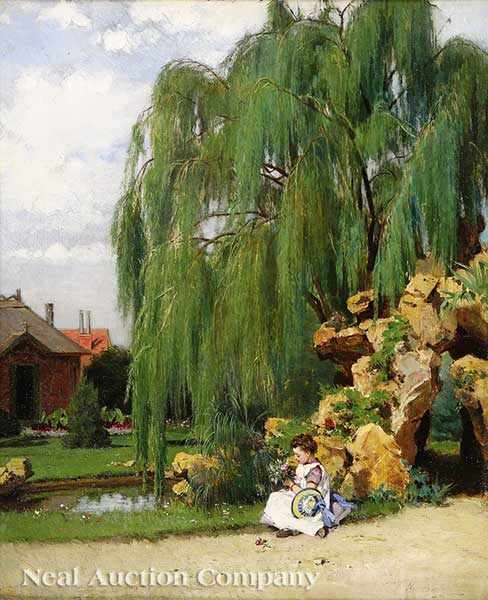 Appraisal: William Johanes Martens Dutch - Under the Willow Tree oil