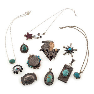 Appraisal: Navajo Zuni and Southwestern-style Pendants and Pins late th century