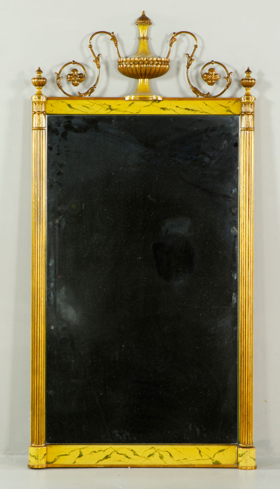 Appraisal: - Classical Style Mirror Classical mirror faux painted with gold