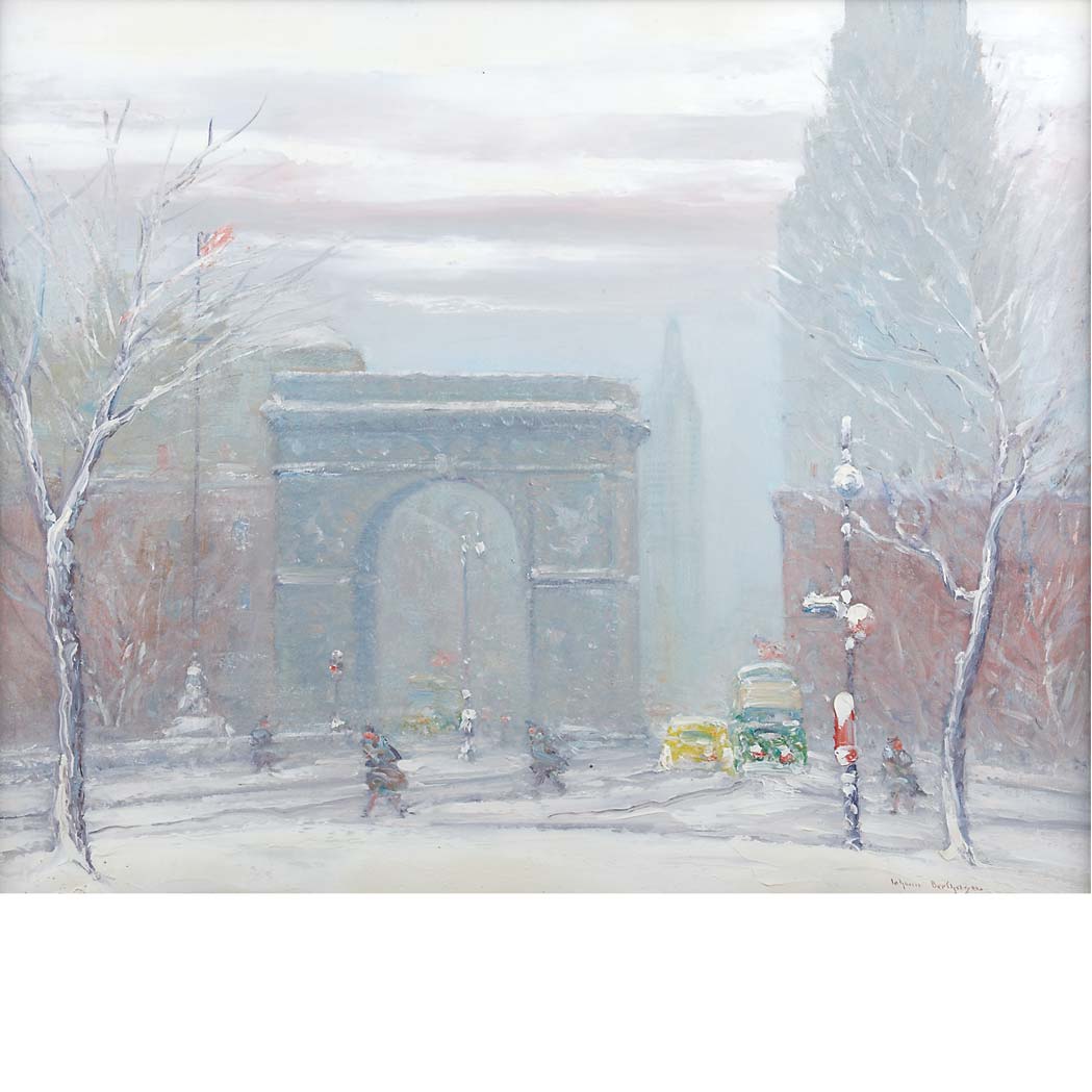 Appraisal: Johann Berthelsen American - Washington Square in the Snow Signed