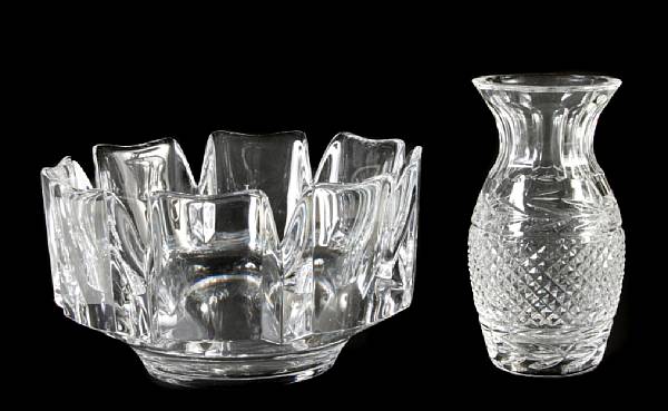 Appraisal: An Orrefors crystal center bowl together with a Waterford cut