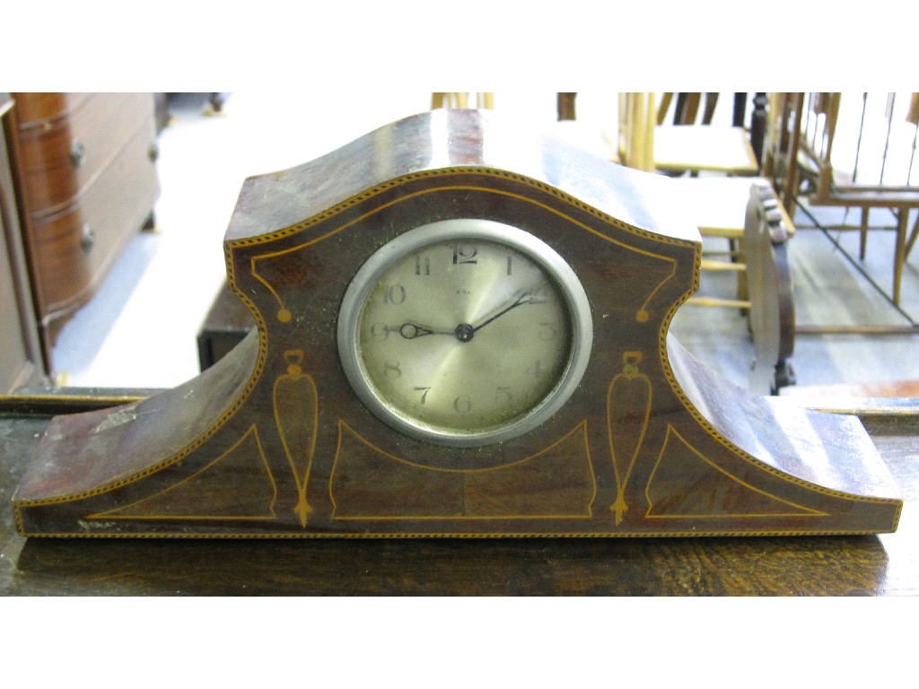 Appraisal: Edwardian inlaid mahogany mantle clock