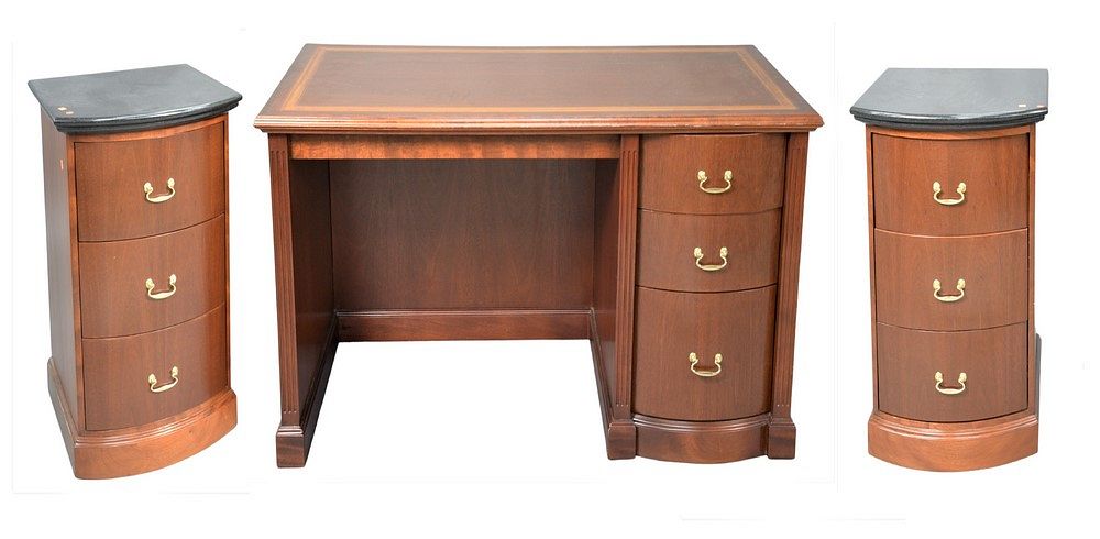 Appraisal: Four Piece Office Lot to include a mahogany desk with