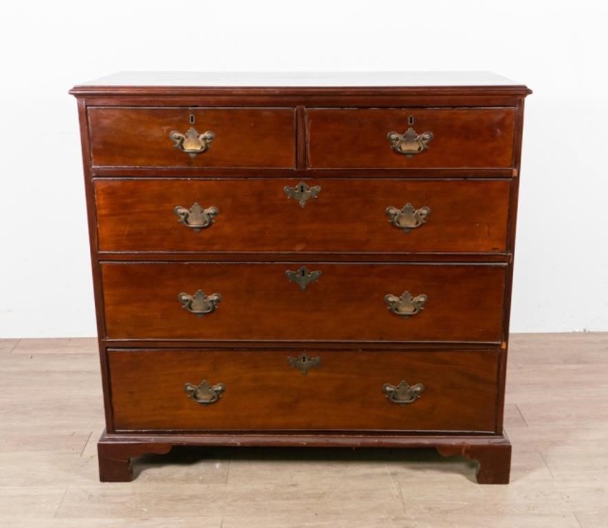 Appraisal: American Federal dresser th Century Bracket feet mahogany drawers brass