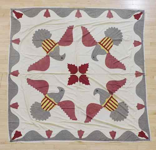 Appraisal: Pennsylvania appliqu d quilt top th c with applied eagle