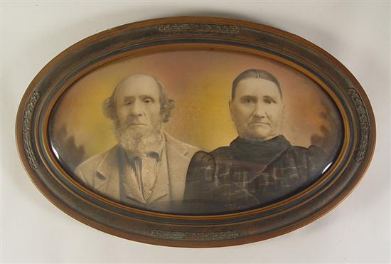 Appraisal: Handtinted Oval Framed Photograph of James H Farmer His Wife