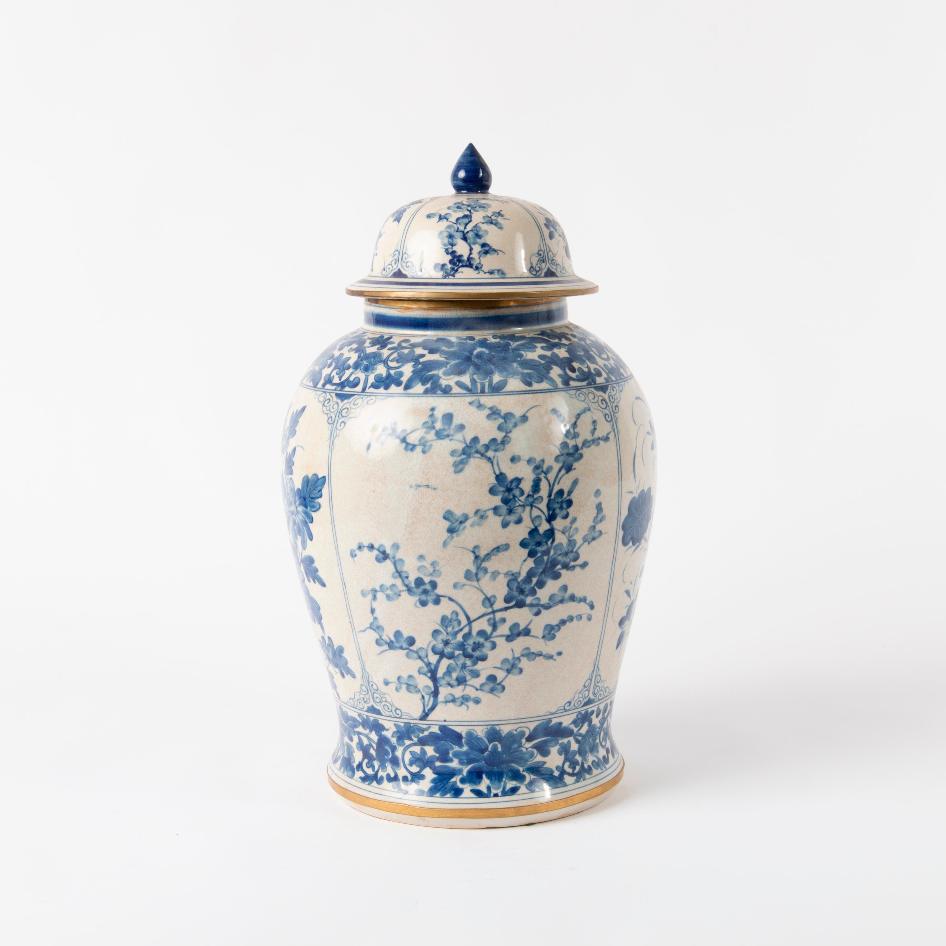 Appraisal: BLUE AND WHITE LIDDED JAR SHUNZHI MARK A large lidded